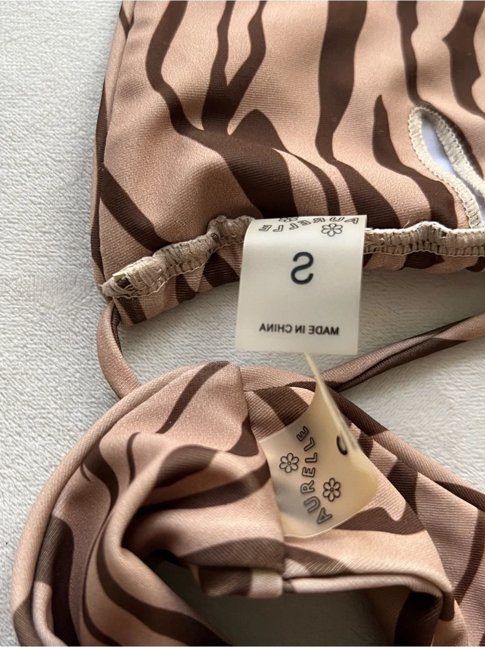 Aurielle Tan and Brown Zebra Halter Bikini Set - Small